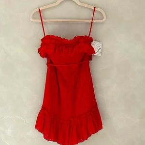 Red strapless Mini Dress